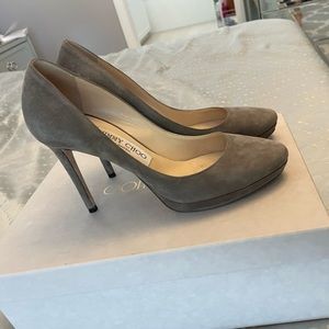 Jimmy Choo Gray Taupe Suede Pump SZ 36.5